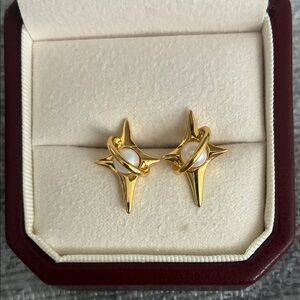 Elegant Gold and White Star Earrings